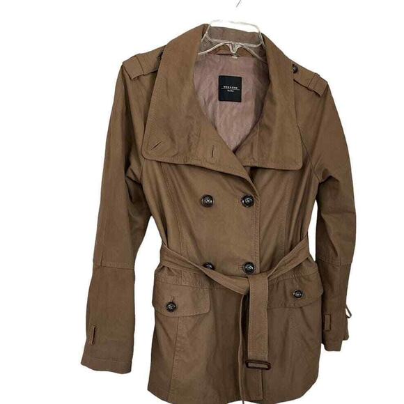 MAX MARA WEEKEND GOAT SKIN LEATHER DOUBLE BREASTED BELT TRENCH COAT SZ 2 - Picture 2 of 3